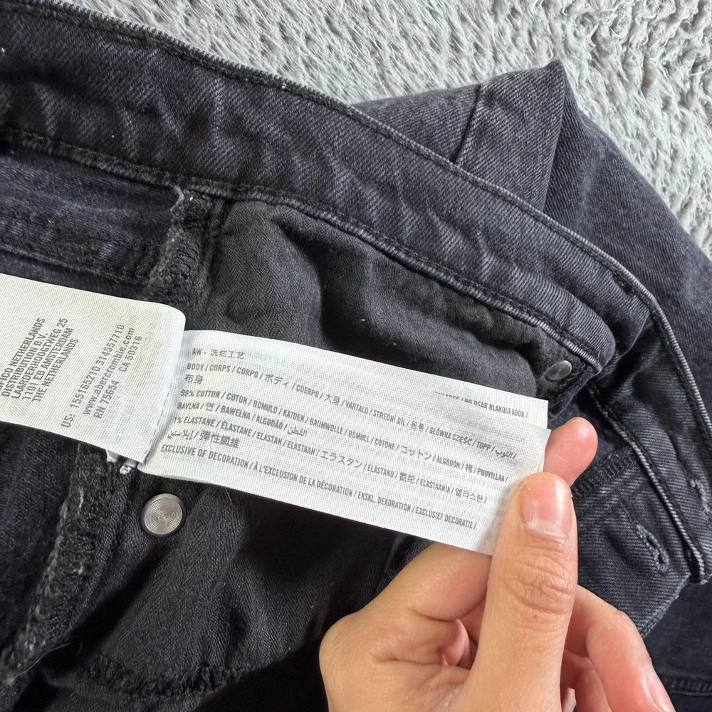 Abercrombie & Fitch Jeans Women 12 Black Denim Straight Button-Fly Dad High-Rise